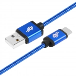 Câble USB–USB‑C bleu 1,5 m avec gaine tressée