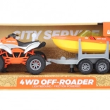 Quad avec remorque et bateau à piles pour enfants