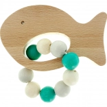 Hochet en bois Poisson turquoise