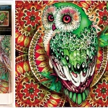 Peinture diamant 7D chouette sur mandala rouge 30 × 30 cm