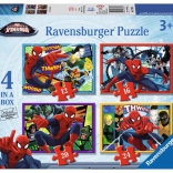 Puzzles pour enfants Disney Spider-Man 4-en-1 – 12, 16, 20 et 24 pièces, 19×14 cm