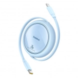 Câble de charge rétractable Baseus Free2Pull USB‑C vers Lightning 20 W bleu