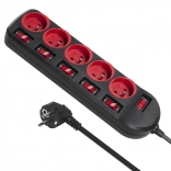 Multiprise parafoudre MACLEAN ENERGY MCE204, 5 prises avec interrupteurs individuels, 1,5 m