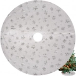 Jupe textile ronde pour sapin avec flocons argentés 78 cm