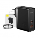 Baseus chargeur rapide GaN USB-C + USB, 100W noir