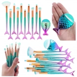 Set de pinceaux de maquillage arc-en-ciel en forme de queue de sirène, 11 pcs