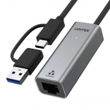Adaptateur Unitek USB-C/USB-A vers Ethernet RJ-45 2,5 Gbit/s