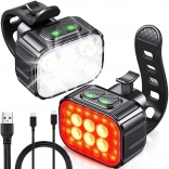 Ensemble de lampes LED pour vélo avant et arrière rechargeable USB