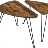 Ensemble de deux tables basses loft avec plateau rustique et pieds en métal