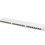 Panneau de brassage 24 ports 0,5U, catégorie 6, gris, blindé