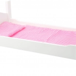 Lit de poupée en bois avec petits cœurs blancs