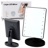Miroir cosmétique LED avec socle et réglage noir