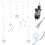 Rideau lumineux LED suspendu lune et étoiles 2,5 m, 138 LED – Blanc