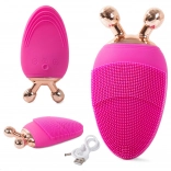 Brosse faciale sonique avec billes rotatives 3D – Rose