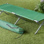 Lit de camp pliant vert avec sac