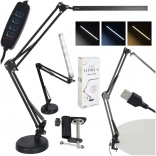 Lampe de bureau LED avec bras réglable et USB, 2 modes de fixation