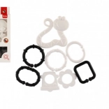 Anneau de dentition animal avec pendentifs noir et blanc