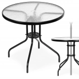 Table de jardin ronde 80 cm avec trou pour parasol
