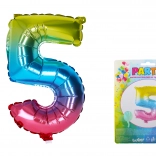 Ballon Gonflable en Forme de Chiffre 5 Arc-en-Ciel