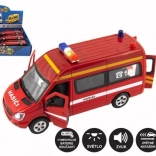 Camion de pompiers métal/plastique 15 cm avec lumière et son, à rétrofriction