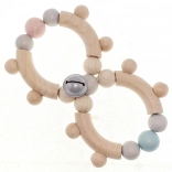 Hochet Hess en forme de huit avec clochette aux couleurs pastel