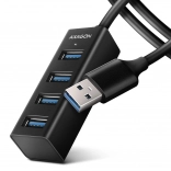 Mini hub USB métallique 4× USB‑A 3.2 Gen 1 avec câble 1,2 m