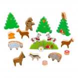 Jeujura figurines en bois animaux de montagne 19 pièces