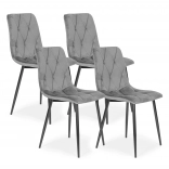 Ensemble de 4 chaises matelassées en velours pour salle à manger et salon ModernHome – Gris