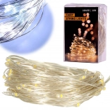 Guirlande LED filaire décorative 5 m, 50 LED à piles – Blanc hivernal