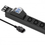 Barrette d’alimentation pour rack 19 pouces avec disjoncteur 1U 10A PDU 8x IEC C13 2 m