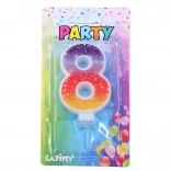 Bougie de fête chiffre 8 Étoiles