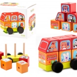 Minibus animaux heureux puzzle en bois