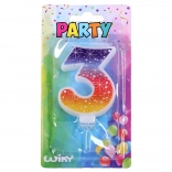 Bougie de fête Étoiles en forme de chiffre 3