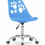 Chaise pivotante bleue en similicuir avec base chromée