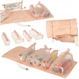 Trousse cosmétique roulante de voyage rose