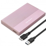 Boîtier en aluminium pour disque 2,5" SATA avec USB 3.0, 5 Gb/s, jusqu’à 2 To – rose