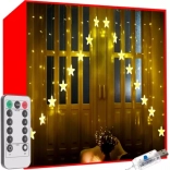 Rideau lumineux LED étoiles 136 LED blanc chaud avec télécommande