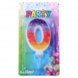 Bougie de fête avec le chiffre 0 et des étoiles