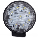 Projecteur LED de travail rond 27 W, 9 LED, 12–24 V, IP67