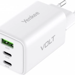 Chargeur secteur VOLT 65 W GaN, 3× USB (2× USB‑C + 1× USB‑A) avec Power Delivery 3.0 et QC 4.0