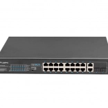 switch poe+ non géré 16× fast ethernet avec 2× combo gigabit uplink, 250 w, rack 19″ lanberg