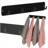 Porte-manteau mural de salle de bain avec 4 crochets, métal noir