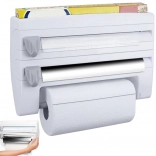 Organiseur mural de cuisine 4 en 1 pour films et essuie-tout avec étagère