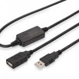 Câble rallonge actif USB 2.0 USB‑A (mâle) vers USB‑A (femelle) 10 m, noir