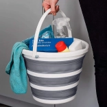 Seau en silicone pliable renforcé 10 l – Gris et blanc