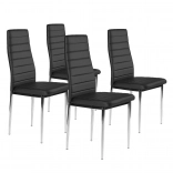 Ensemble de 4 chaises de salle à manger en éco-cuir, noires, pieds chromés