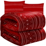 ensemble d’hiver rouge – couverture en micro-polaire douce 160 × 200 cm + 2 housses de coussin 40 × 40 cm