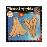 Aiguillage à trois voies pour circuits de trains en bois – 2 pcs