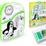 Sac à colorier Taupe avec fond vert 30 cm + 8 feutres