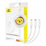 Câble de charge rétractable 3‑en‑1 BASEUS USB vers USB‑C, Micro USB et Lightning 3,5 A, 1,1 m – blanc